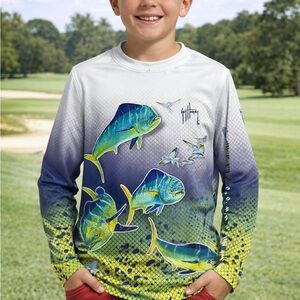 Guy Harvey White Shirt with Blue Logo Print